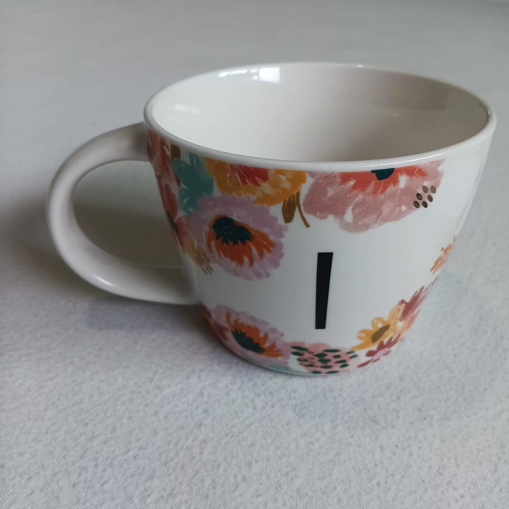 Opalhouse 'I' Floral Mug with Pink and Orange Accents